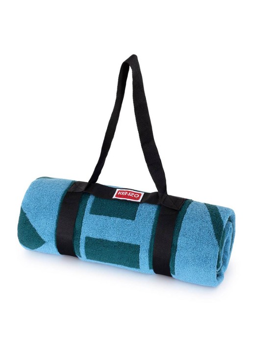 KENZO K Label strandlaken - 500gr/m2 - 90 x 160 cm  - detail 2 lichtblauw