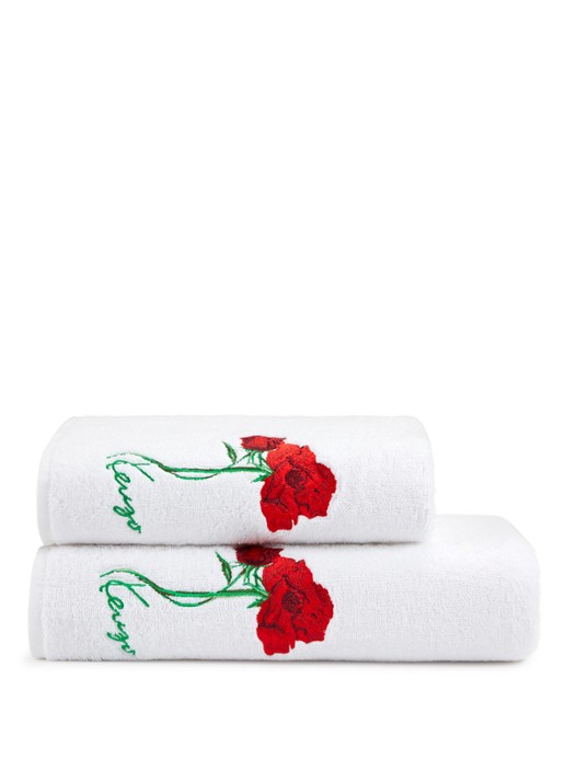 KENZO K Roses badhanddoek - 70 x 140 cm - voorkant 4 wit