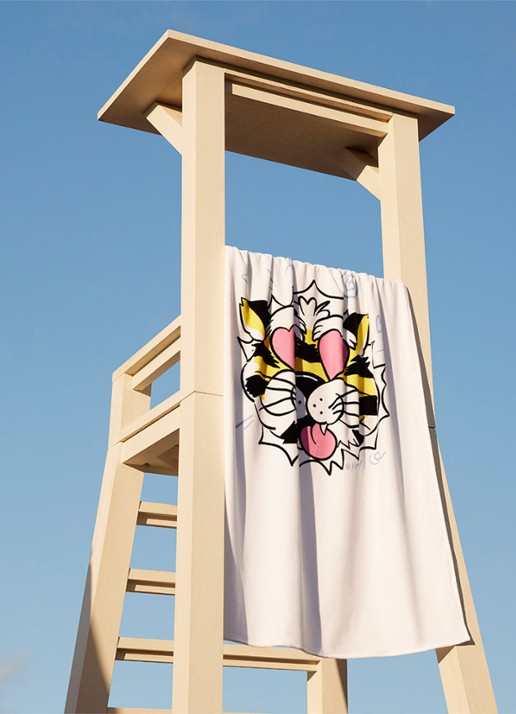 KENZO K Tiger strandlaken - 90 x 160 cm - detail wit