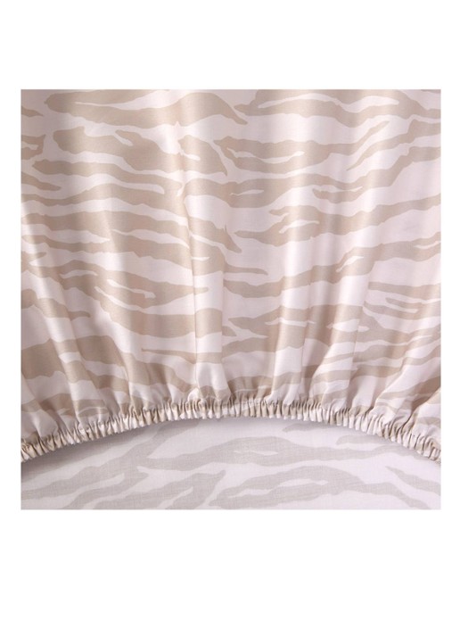 KENZO K Tora hoeslaken van katoen, hoekhoogte 33 cm - voorkant 2 beige