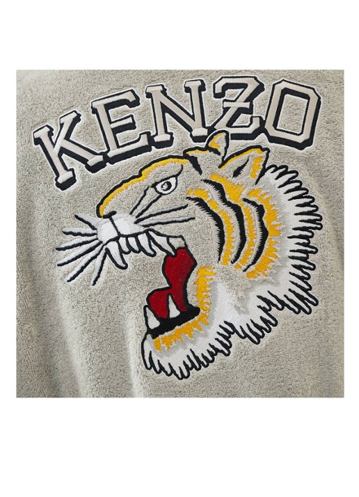 KENZO K Vtiger badjas van  katoen met logoprint - detail 2 grijs