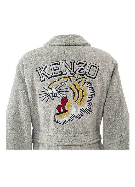 KENZO K Vtiger badjas van  katoen met logoprint - detail 11 middengrijs
