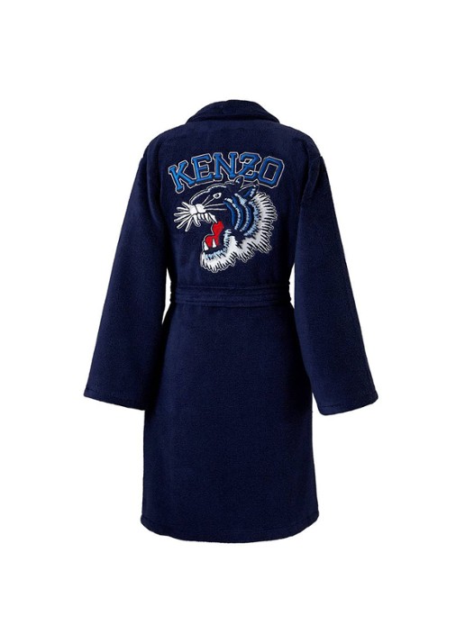 KENZO K Vtiger badjas van  katoen met logoprint - achterkant 4 donkerblauw