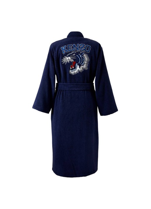KENZO K Vtiger badjas van  katoen met logoprint - achterkant 9 royalblauw