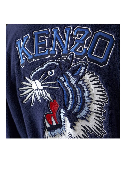 KENZO K Vtiger badjas van  katoen met logoprint - detail 4 royalblauw