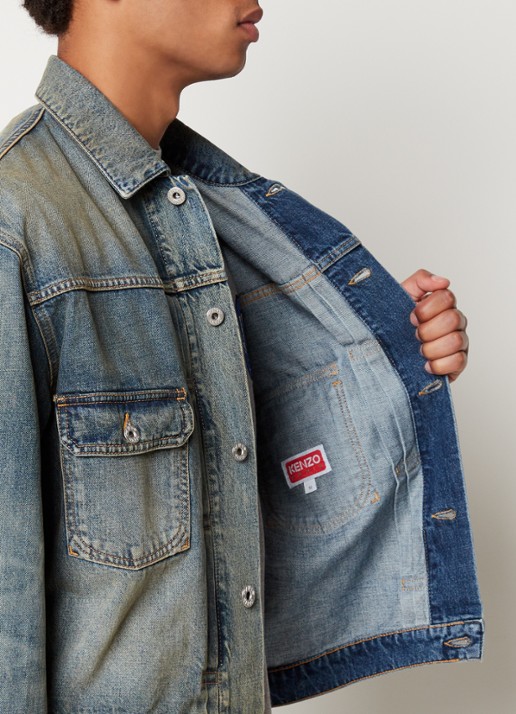 KENZO Oversized spijkerjas met borstzakken - detail 3 indigo