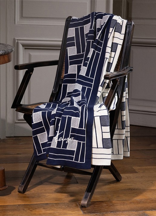 KENZO Plaid 170 x 130 cm - detail 3 donkerblauw