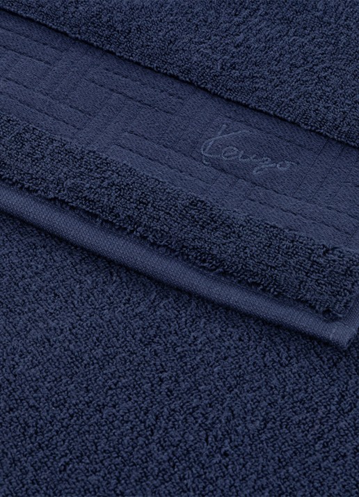 KENZO Weave badhanddoek - 70 x 140 cm - voorkant 3 donkerblauw