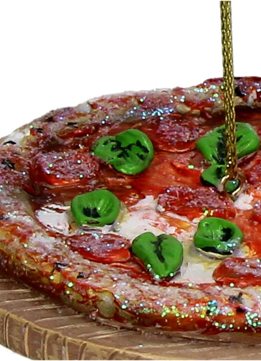 Kersten Italiaanse Pizza kersthanger 10,4 cm - detail bruin
