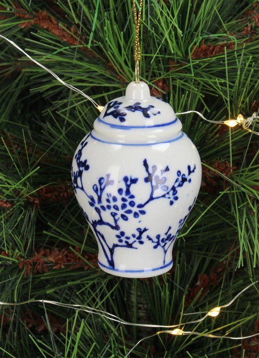 Kersten Porseleinen Pot kersthanger 8 cm - voorkant 4 multicolor