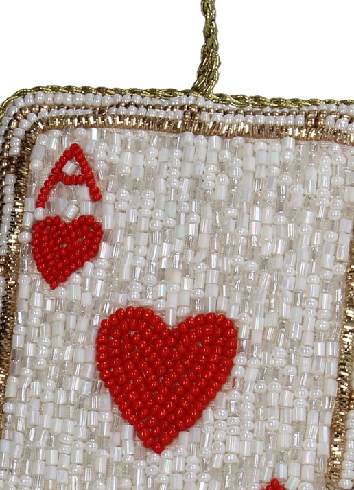 Kersten Speelkaart kersthanger 10 cm - detail 2 rood