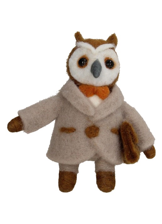 Kersten Uil met Jas kersthanger 12 cm