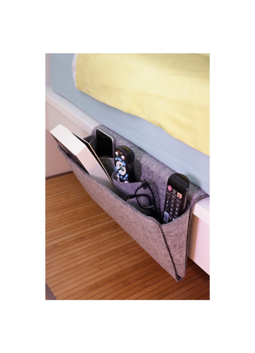 Kikkerland Bedside Pocket Small opbergzak van vilt - detail grijsmele