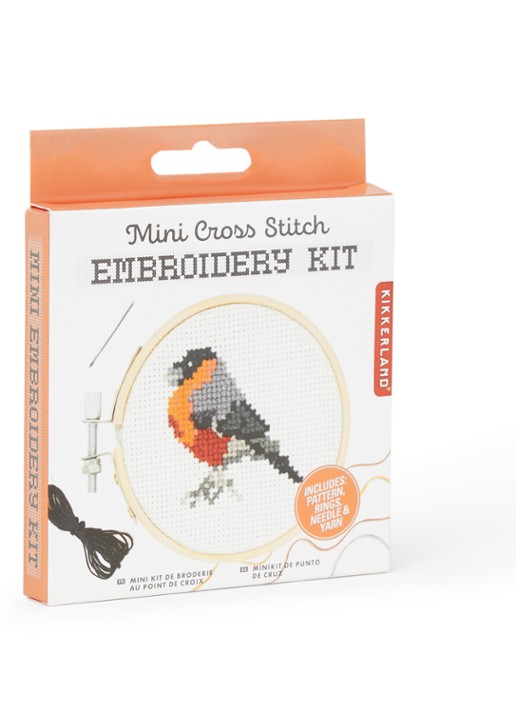 Kikkerland Bird mini kruissteek borduurset - voorkant 2 wit
