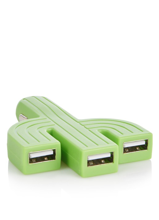 Kikkerland Cactus auto usb-lader - detail 2 lichtgroen
