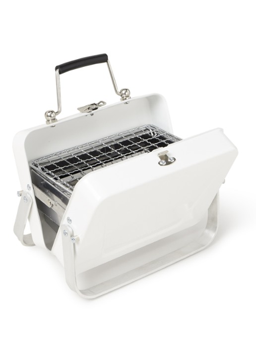 Kikkerland Draagbare houtskoolbarbecue 18 x 13 cm  - voorkant 2 wit