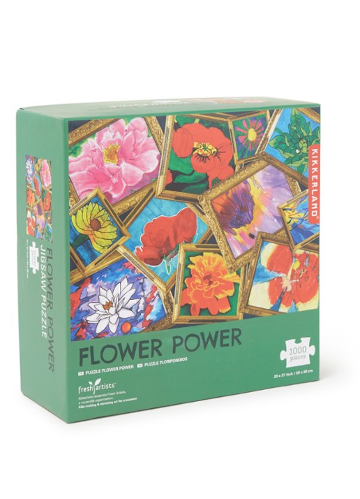 Kikkerland Flower Power legpuzzel 1000 stukjes - voorkant groen