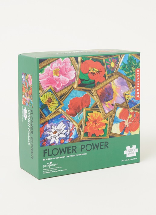 Kikkerland Flower Power legpuzzel 1000 stukjes - voorkant 2 groen