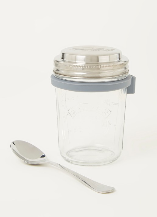 Kilner To Go ontbijtbeker met lepel 35 cl  - voorkant 2 transparant