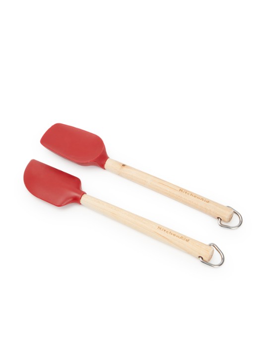 KitchenAid Birch Wood spatel 22 cm set van 2  - voorkant rood