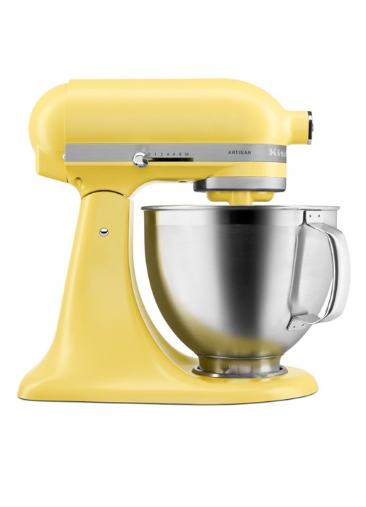 KitchenAid Colour Of The Year 2025 Artisan keukenmachine met kantelbare kop 4,7 liter 5KSM195PSEBT - Botergeel - voorkant lichtgeel