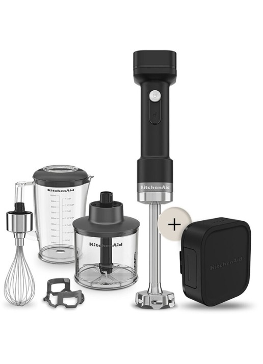 KitchenAid Go draadloze staafmixer 5KHBRV75BM - voorkant zwart