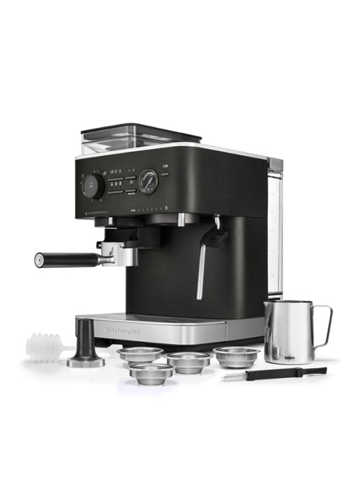 KitchenAid Halfautomatische espressomachine met koffiemolen - voorkant 3 zwart