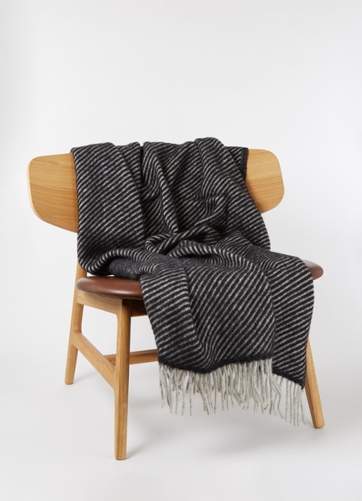 Klippan Carl plaid van wol 200 x 130 cm - voorkant 3 zwart