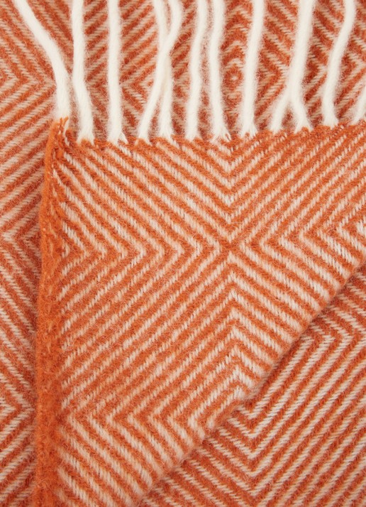 Klippan Gooseye plaid van wol 130 x 200 cm - detail 3 donkeroranje