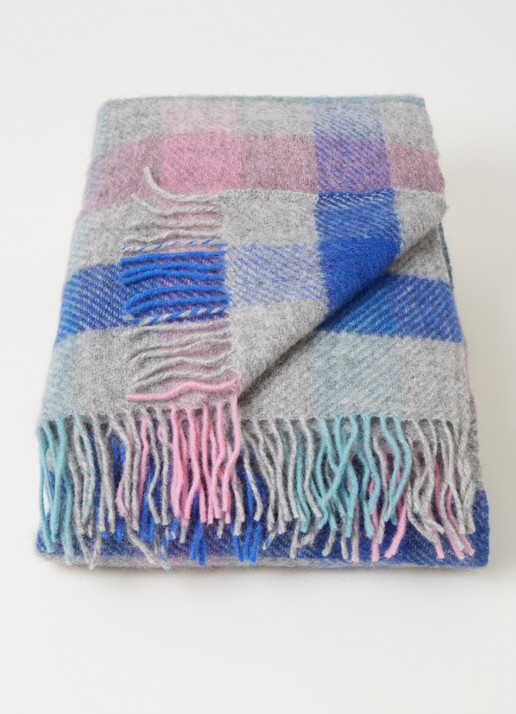 Klippan Gotland plaid van wol 130 x 200 cm - voorkant 2 middenblauw