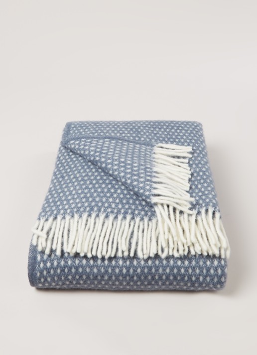 Klippan Knut plaid van lamswol 130 x 200 cm - voorkant 3 blauw