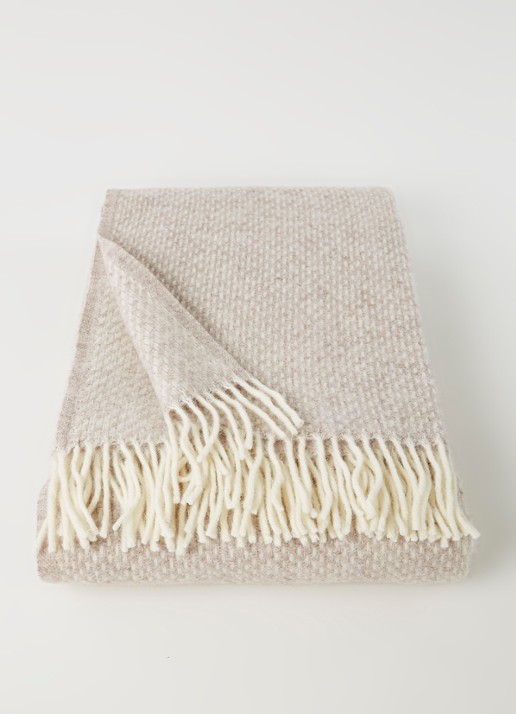Klippan Preppy plaid van lamswol 130 x 200 cm - voorkant 2 beige
