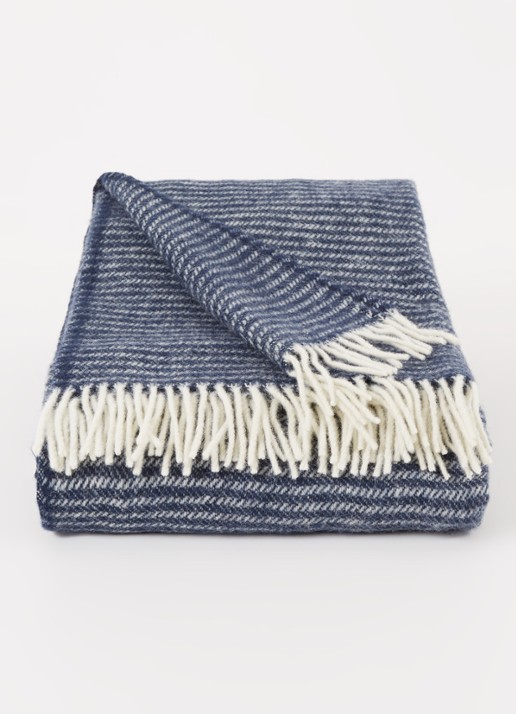 Klippan Ralph plaid van wol 130 x 200 cm - voorkant 3 donkerblauw