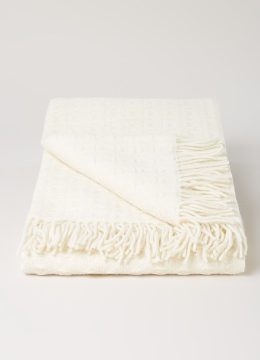 Klippan Twist plaid van lamswol 130 x 200 cm - voorkant 3 gebroken wit
