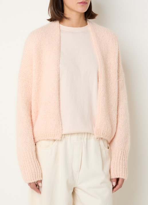 Knit-ted Becky grofgebreid openvallend vest in wolblend