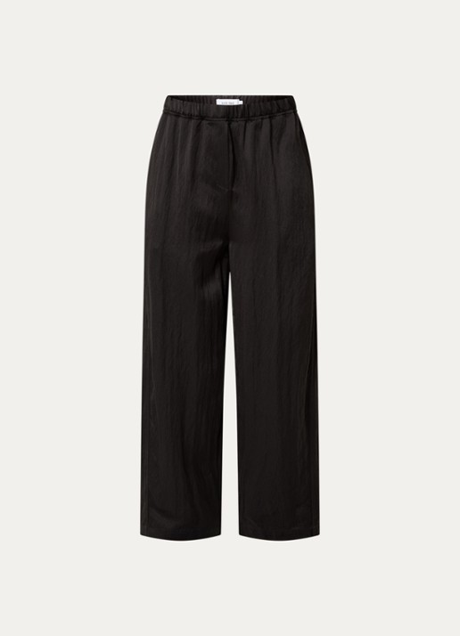 Knit-ted Camden high waist wide fit broek met steekzakken - voorkant 3 zwart
