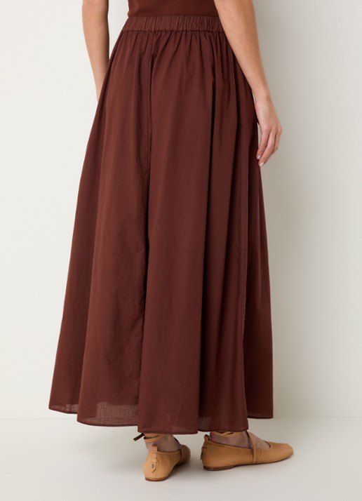 Knit-ted Cato midi rok met steekzakken - achterkant kastanjebruin