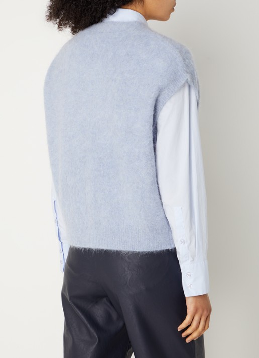 Knit-ted Constanze fijngebreid vest in alpacablend - achterkant 2 lichtblauw