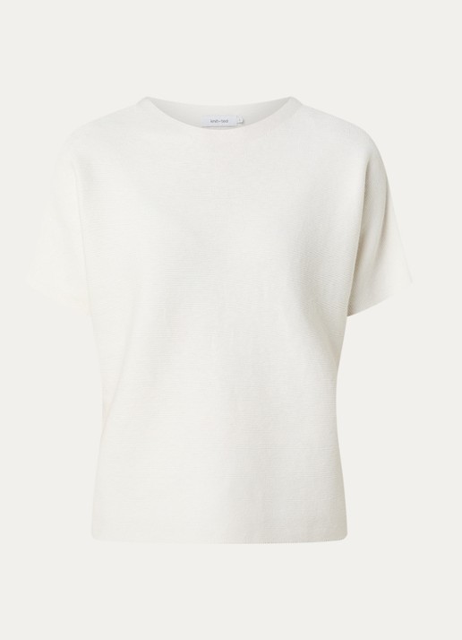 Knit-ted Eva grofgebreide top - voorkant 3 gebroken wit