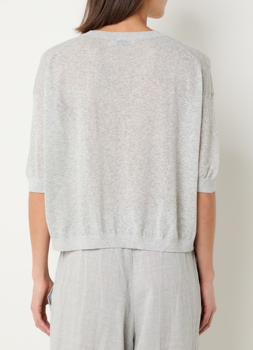 Knit-ted Fanes fijngebreide top in linnenblend  - achterkant grijs