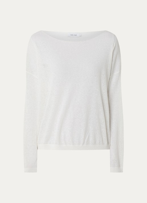 Knit-ted Gill fijngebreide pullover  - voorkant 2 gebroken wit