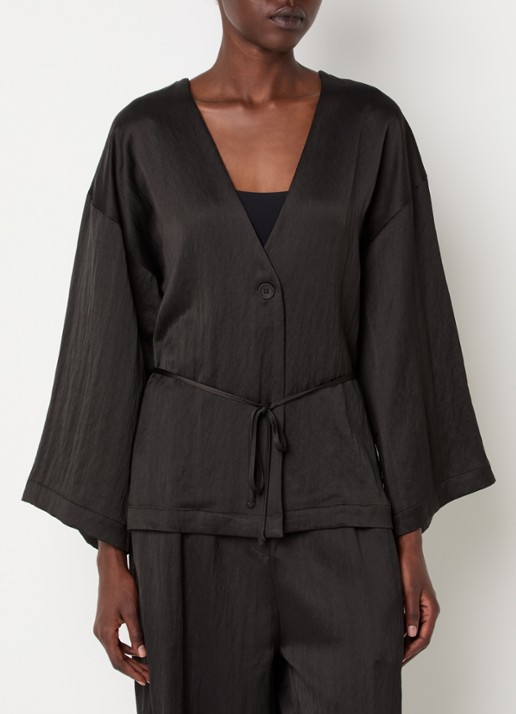 Knit-ted Jeremy tuniek met ceintuur - detail zwart