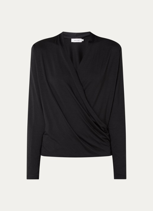 Knit-ted Jetty wikkeltop met V-hals - voorkant 2 zwart