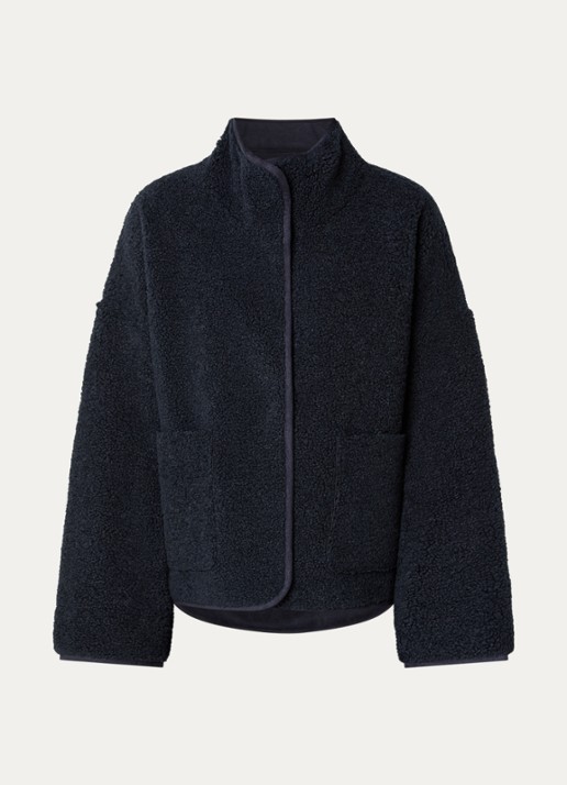 Knit-ted Jill jack van teddy met steekzakken - voorkant 2 donkerblauw