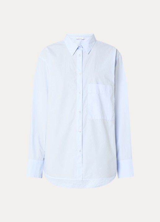 Knit-ted Lies blouse met borstzak - voorkant blauwgrijs