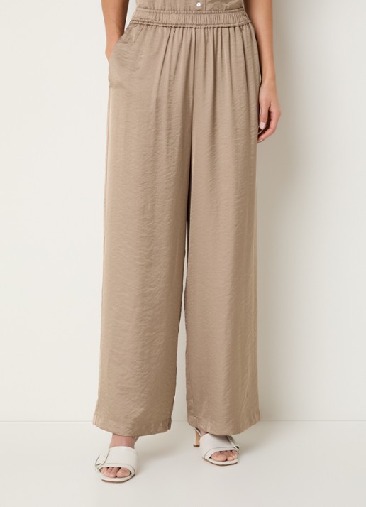 Knit-ted Linde high waist wide fit pantalon van satijn