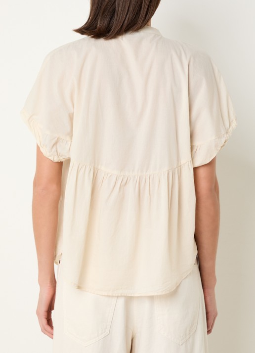 Knit-ted Lotus blouse met plooidetail - achterkant 3 ivoor