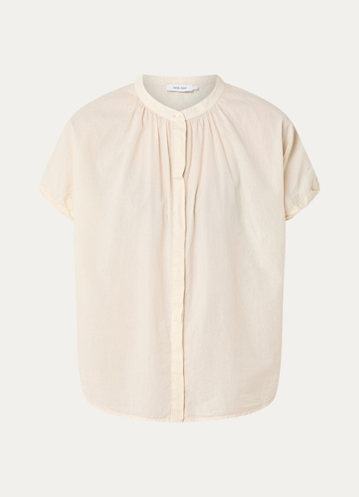 Knit-ted Lotus blouse met plooidetail - voorkant ivoor