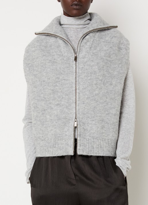 Knit-ted Manny grofgebreid vest met opstaande kraag