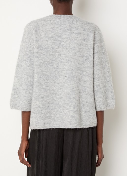 Knit-ted Meg grofgebreid vest met ronde hals - achterkant 2 grijsmele